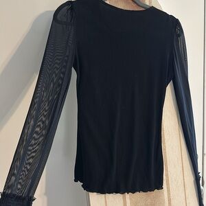 Free People Long Sheer Sleeve Top - Size Medium